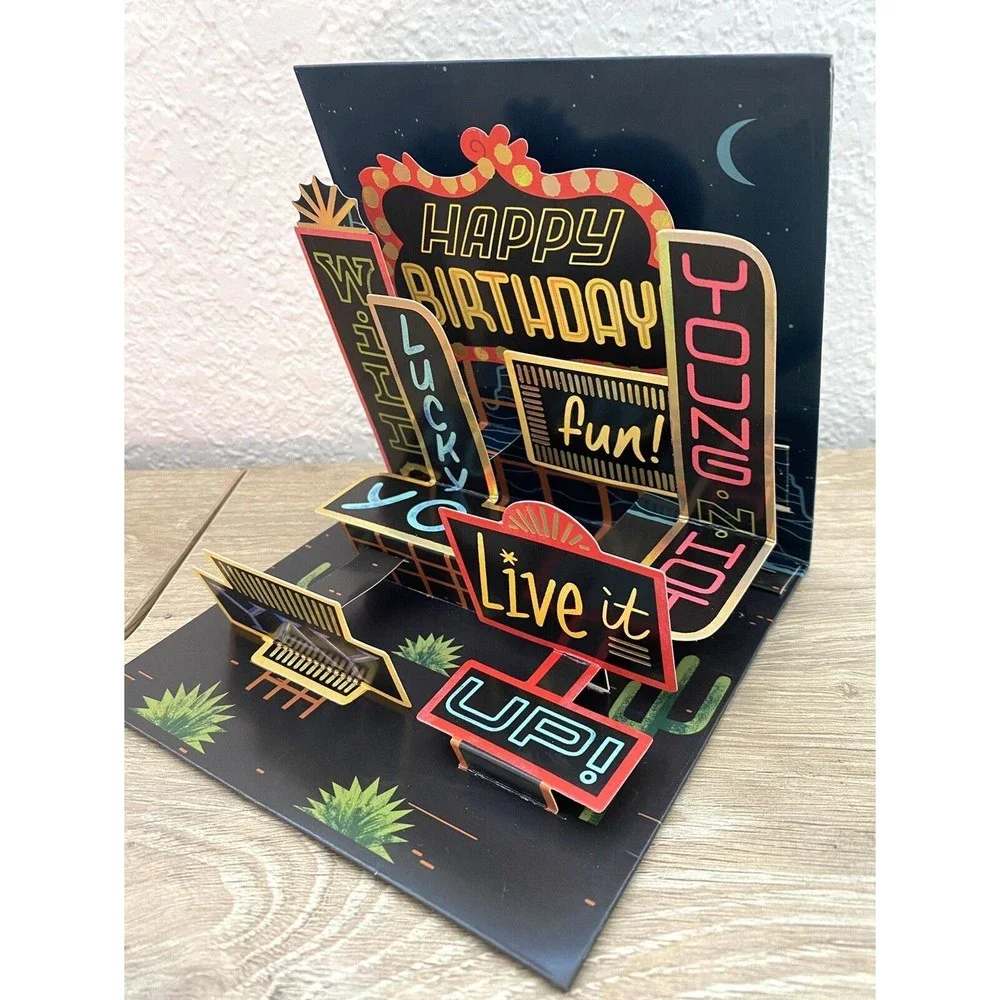 Retro Happy Birthday  -  3D Pop-up Card by Up With Paper